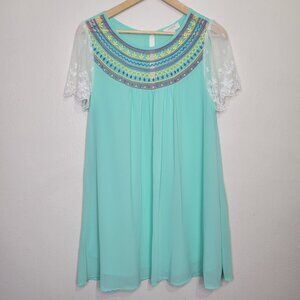 Umgee Boho Tunic Top Eyelet sleeve, Size S